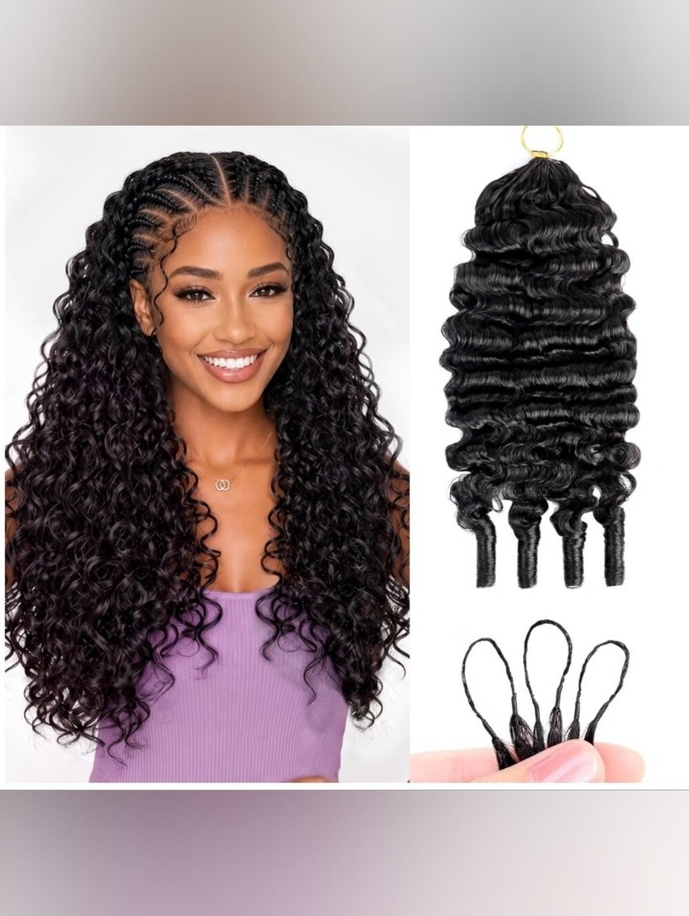 Burmese Curly Feather Crochet Human Hair Miracle Knots Bundle 18" 50g 1B